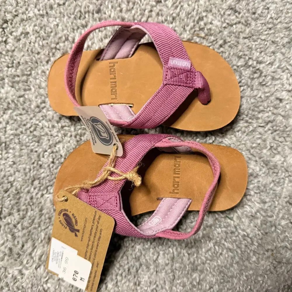Hari Mari Baby Flip Flops Scouts Pink Leather US 7 Medium NEW